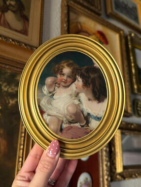Vintage Style The Calmady Child Art Print Framed Oval